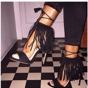 Zara fringe heels
